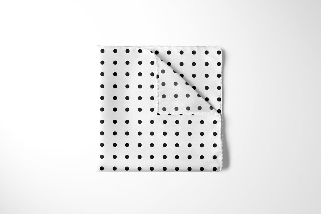 Jet White Dots Pocket Square RARE CUT 