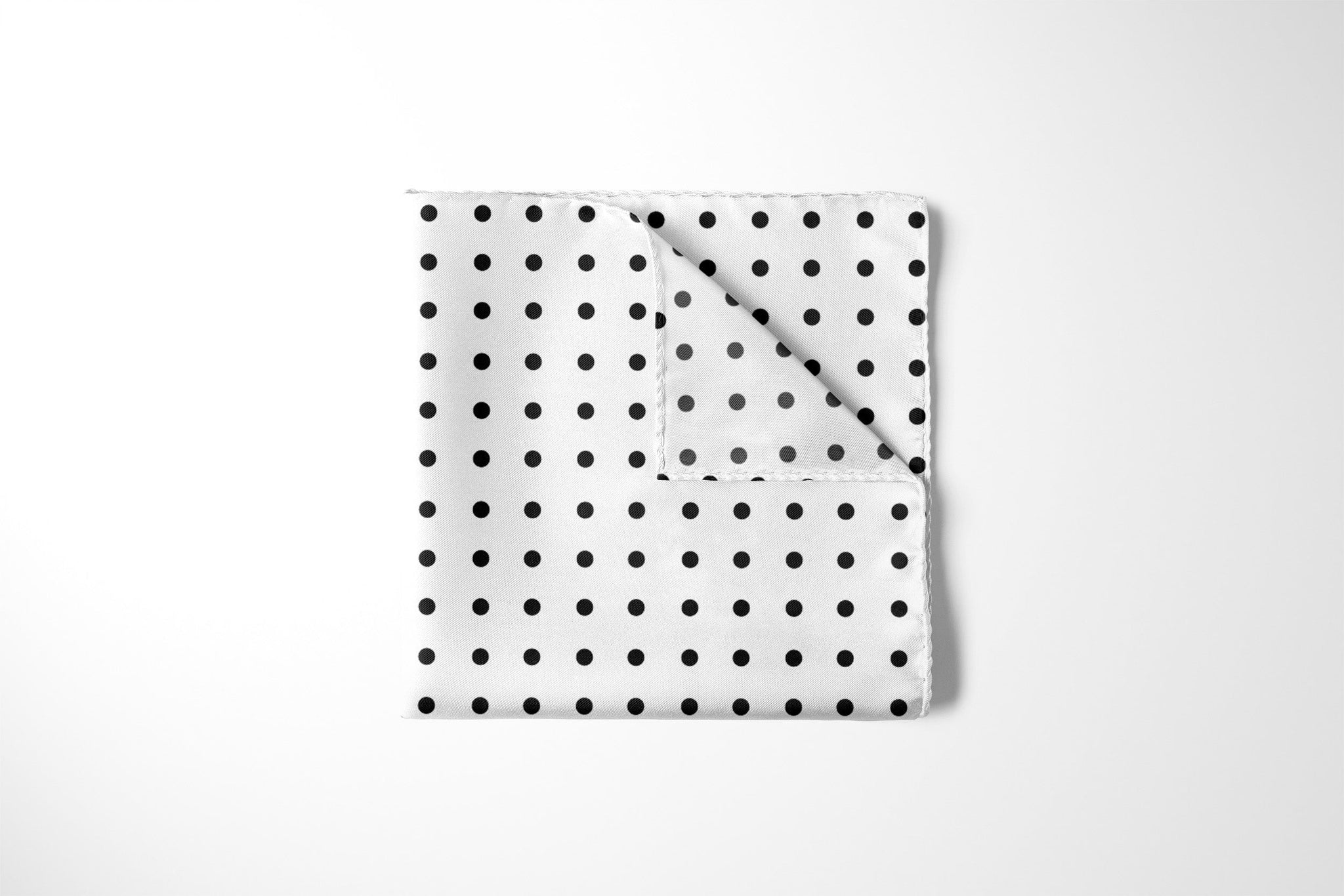 Jet White Dots Pocket Square RARE CUT 