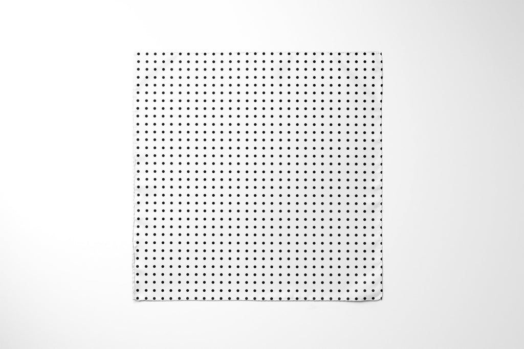 Jet White Dots Pocket Square RARE CUT 