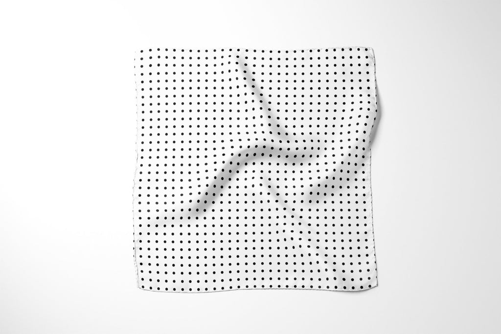 Jet White Dots Pocket Square RARE CUT 