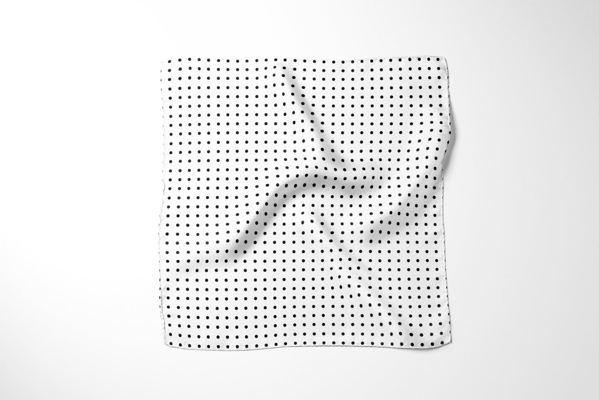 Jet White Dots Pocket Square RARE CUT 