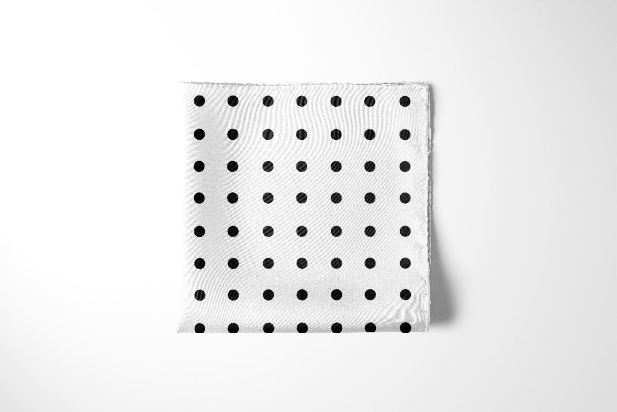 Jet White Dots Pocket Square RARE CUT 