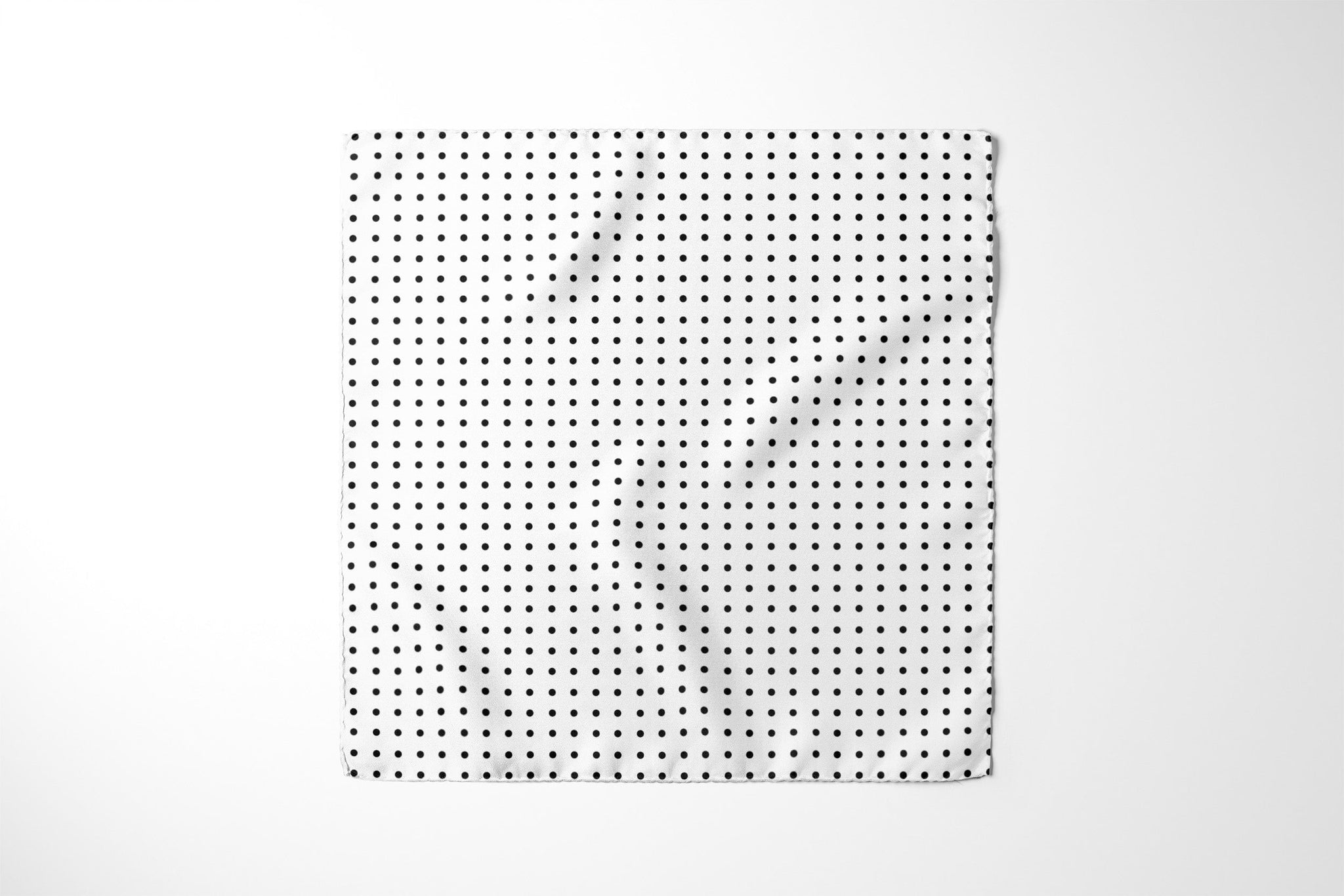 Jet White Dots Pocket Square RARE CUT 