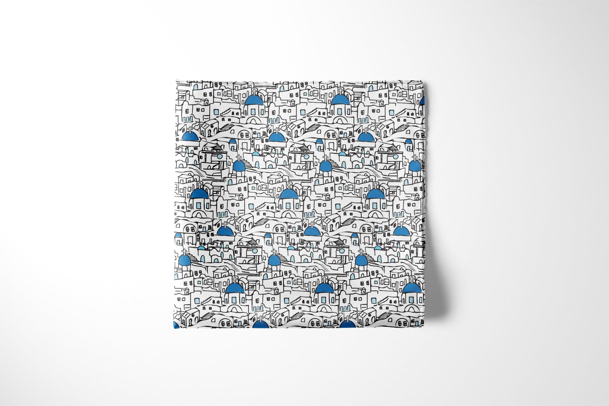 Santorini Summer Pocket Square RARE CUT 