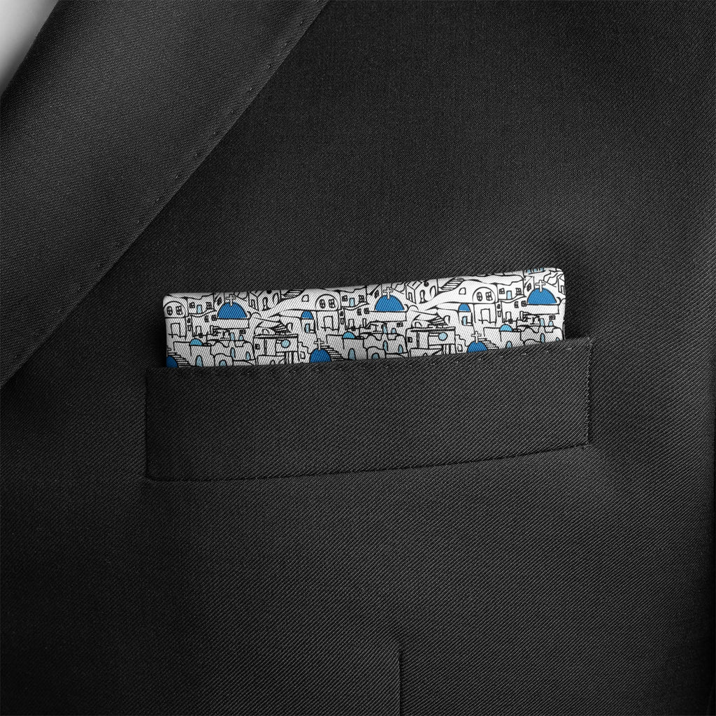 Santorini Summer Pocket Square RARE CUT 
