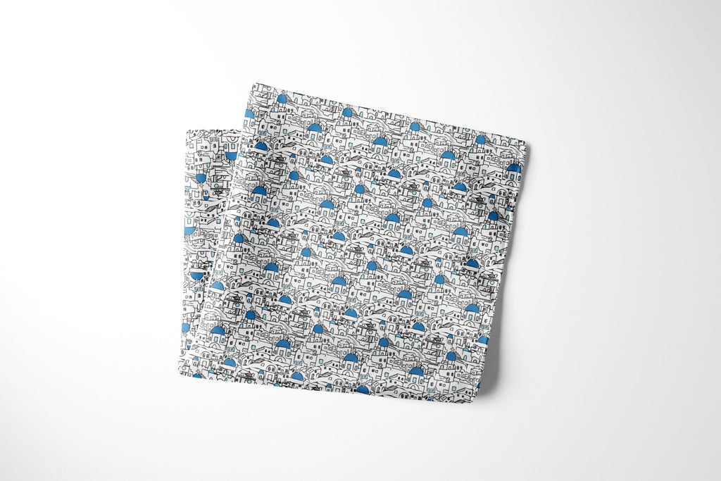 Santorini Summer Pocket Square RARE CUT 