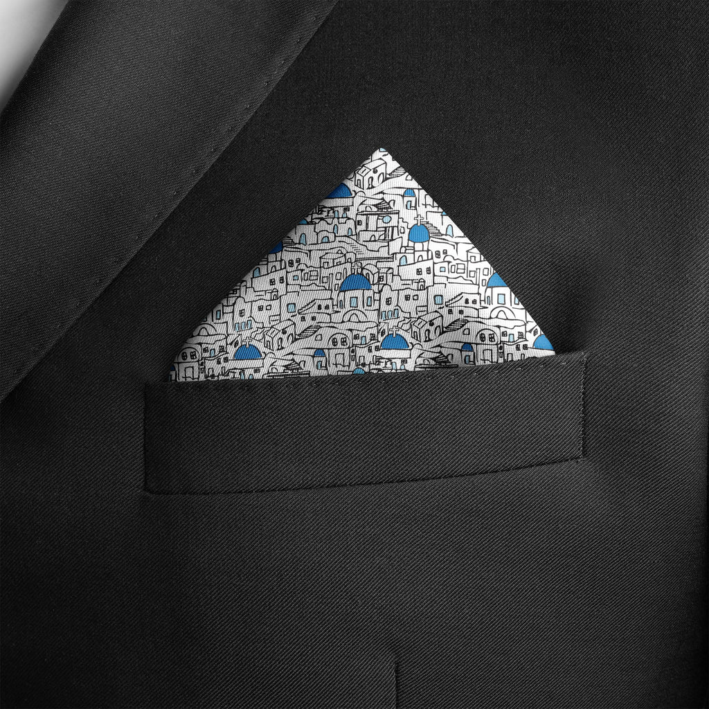 Santorini Summer Pocket Square RARE CUT 