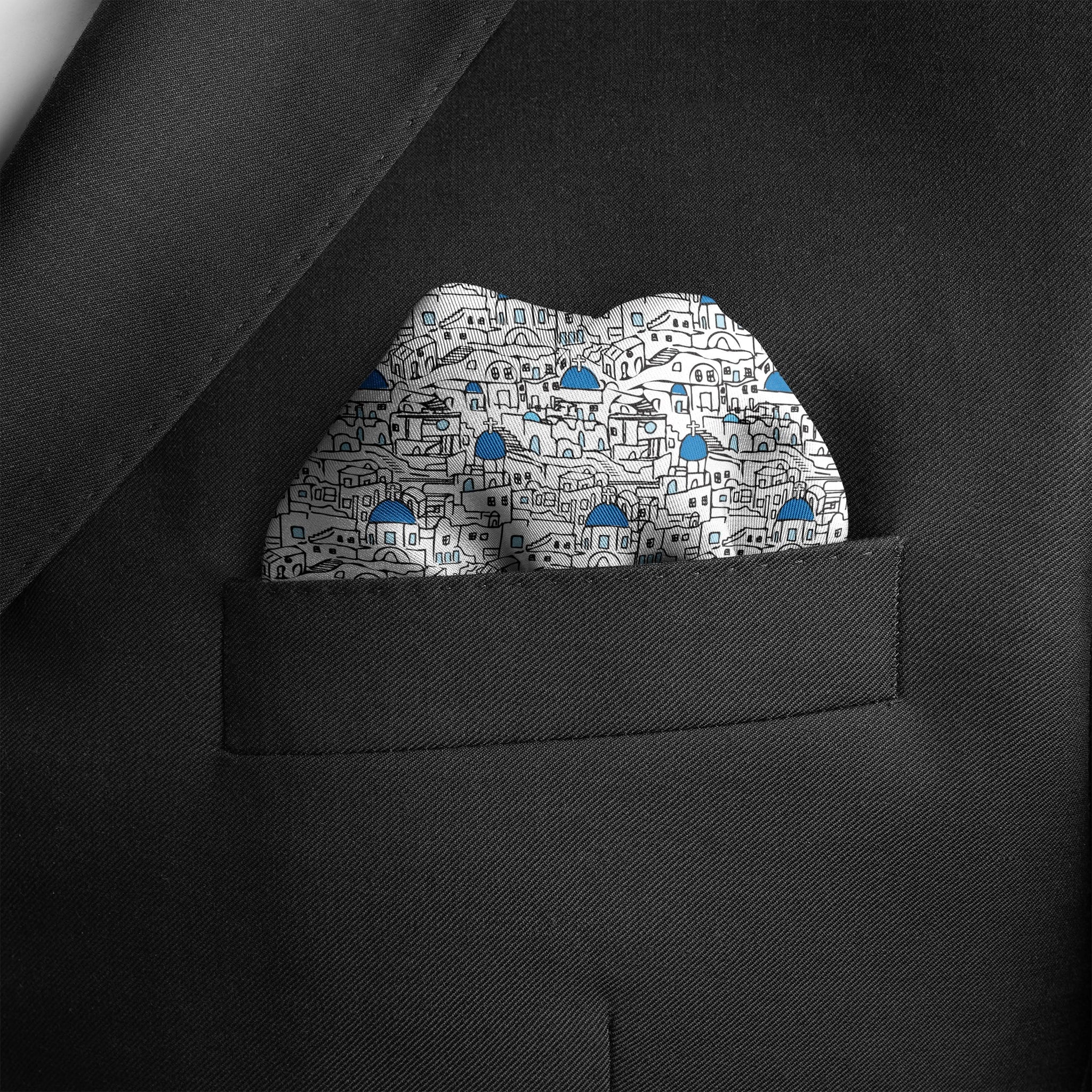 Santorini Summer Pocket Square RARE CUT 