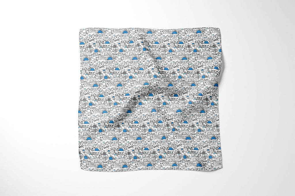 Santorini Summer Pocket Square RARE CUT 