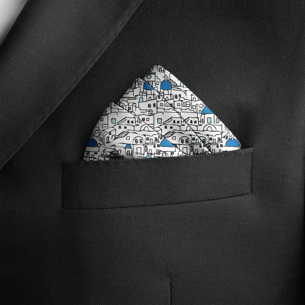 Santorini Summer Pocket Square RARE CUT 