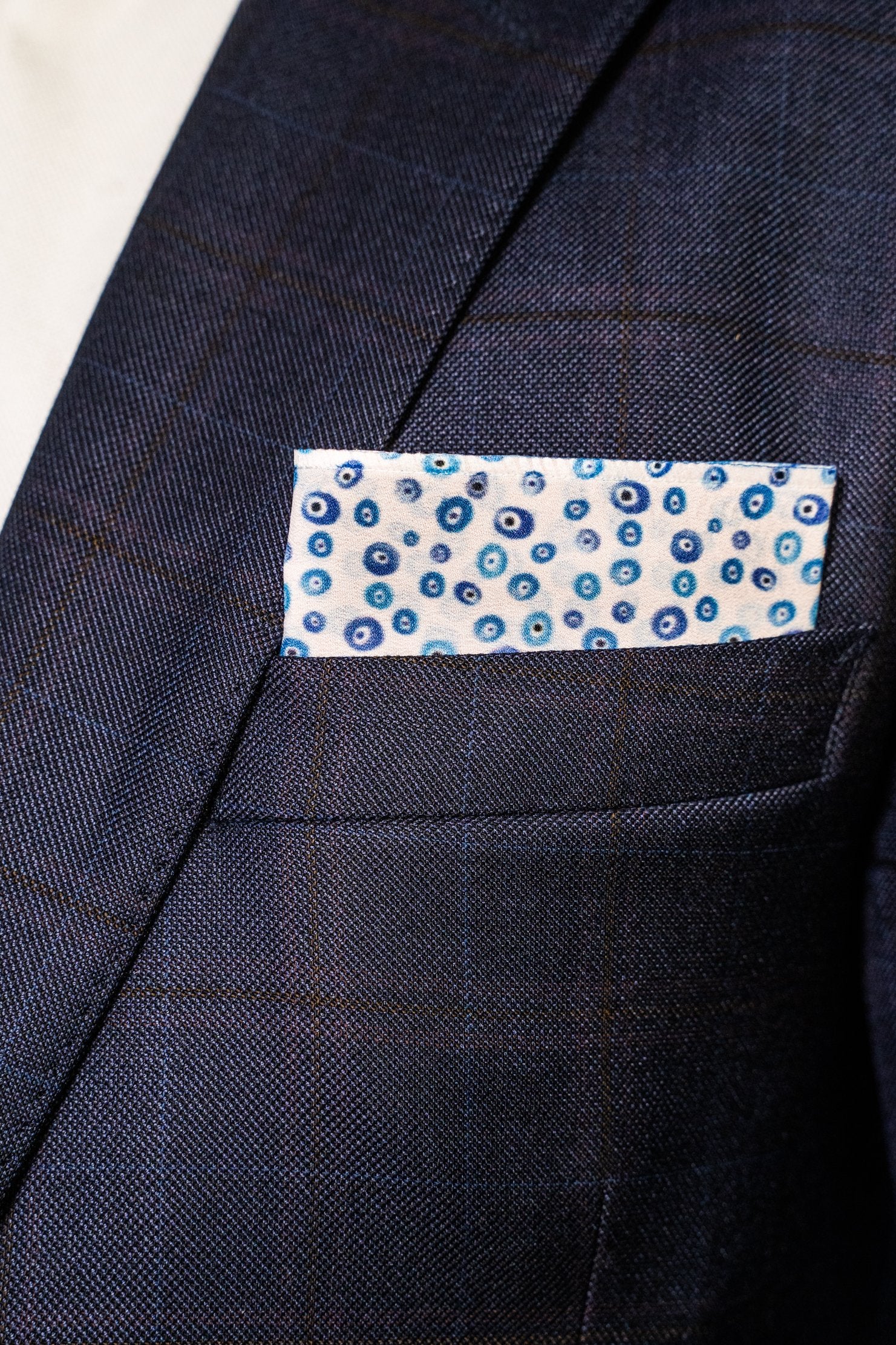 RARE CUT's All Eyes On Me Pocket Square Worn in a Suit Jacket