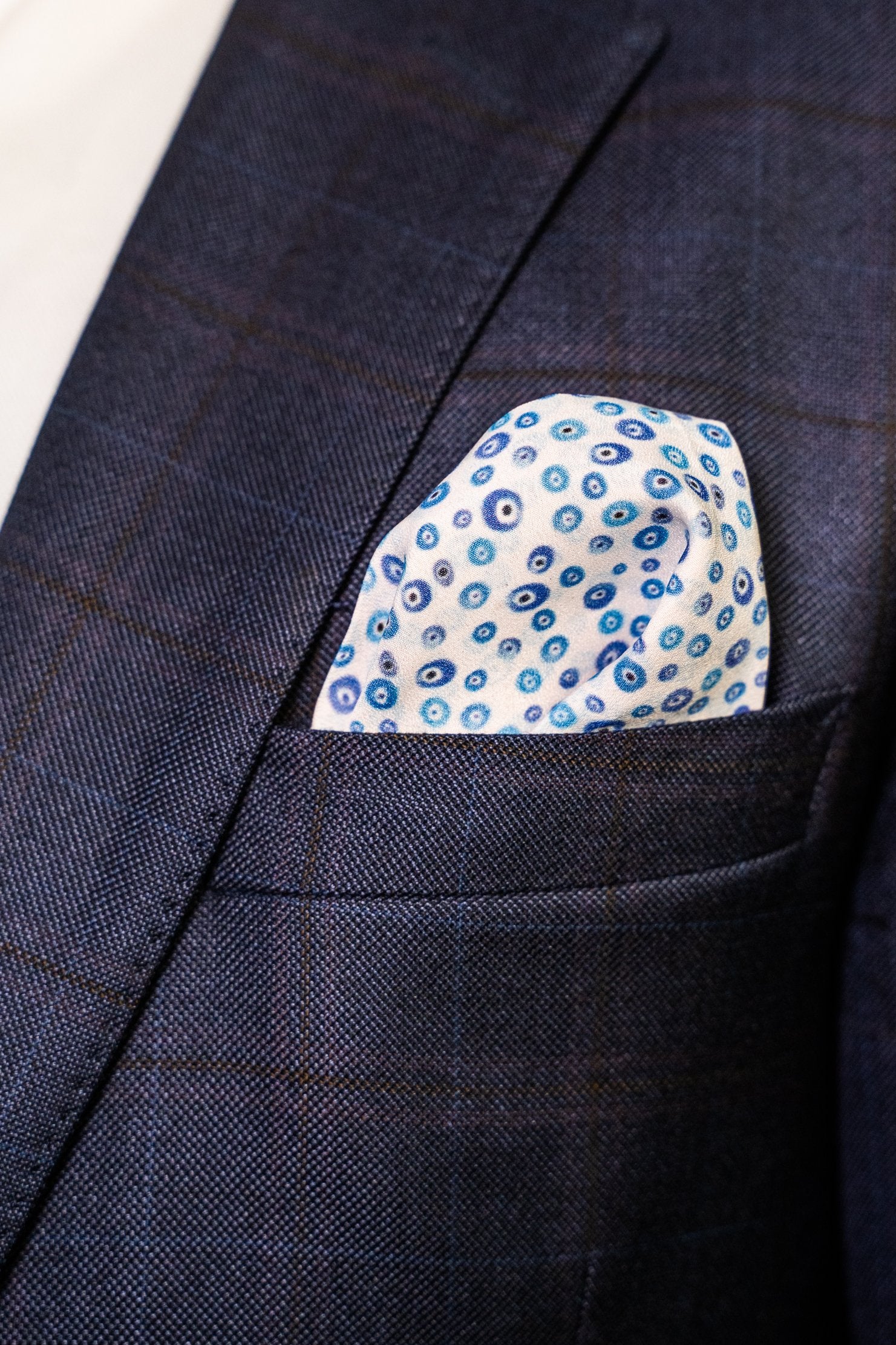 RARE CUT's All Eyes On Me Pocket Square Worn in a Suit Jacket