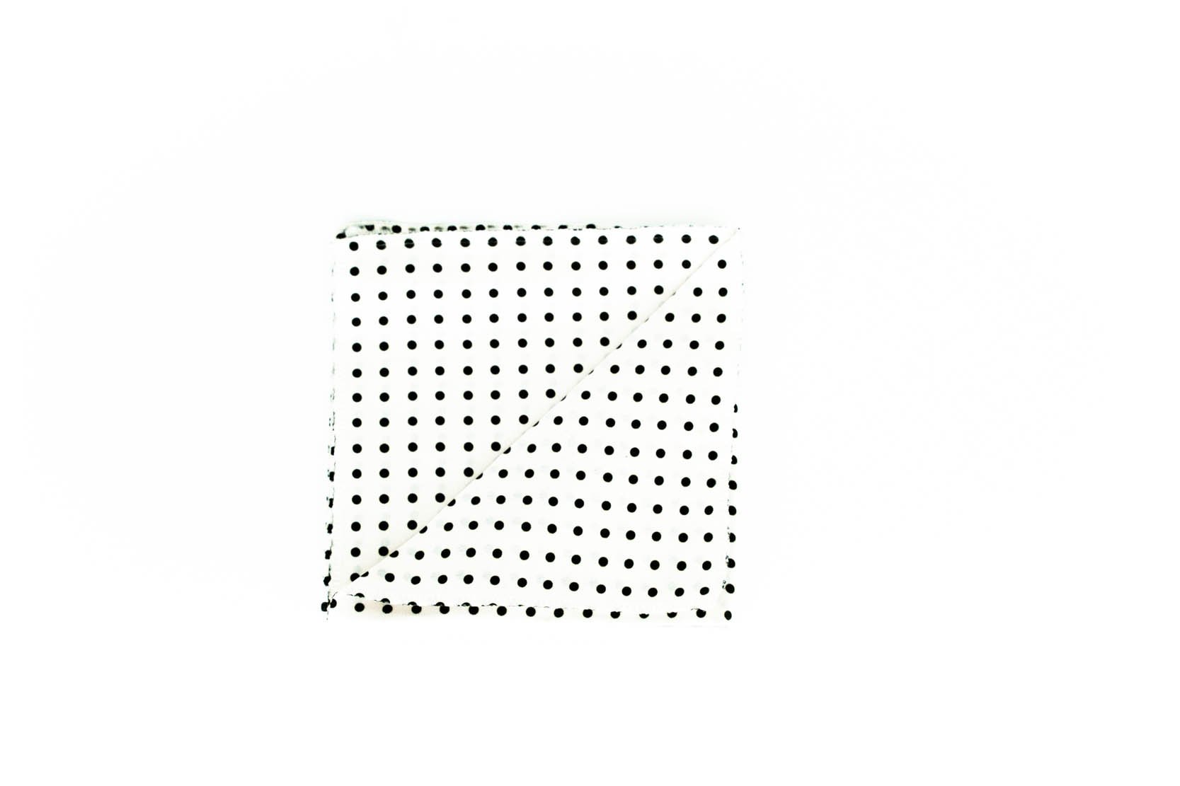 RARE CUT's Jet White Dots Pocket Square