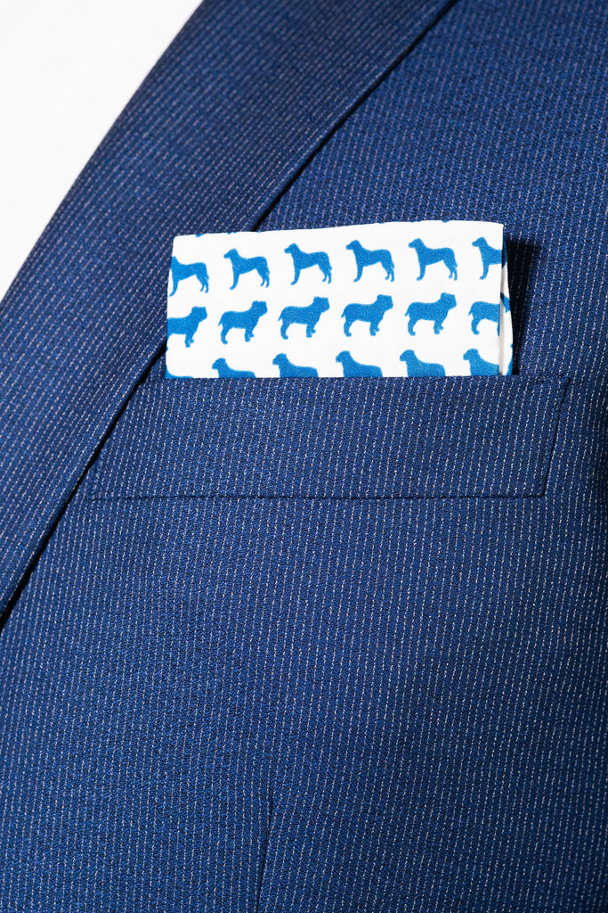 RARE CUT's Leader of the Pack Pocket Square Worn in a Suit Jacket