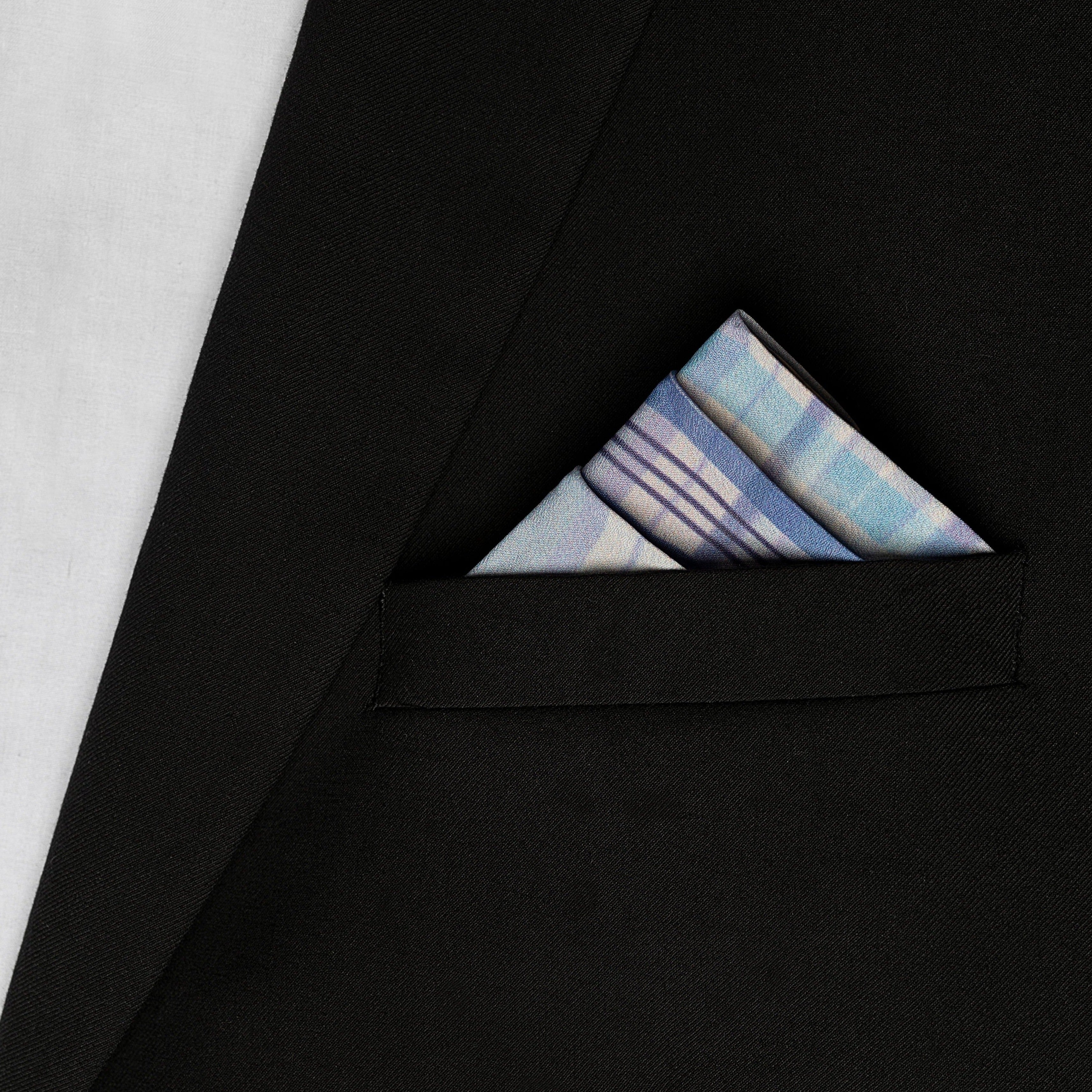 Mykonos Blue Pocket Square RARE CUT 